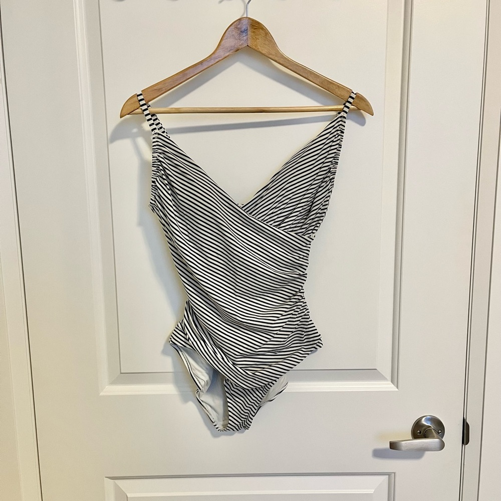 H&M striped wrap bathing suit
